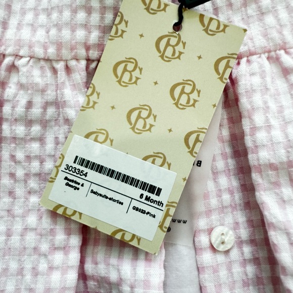 Pink Gingham Baby Romper - Picture 7 of 8